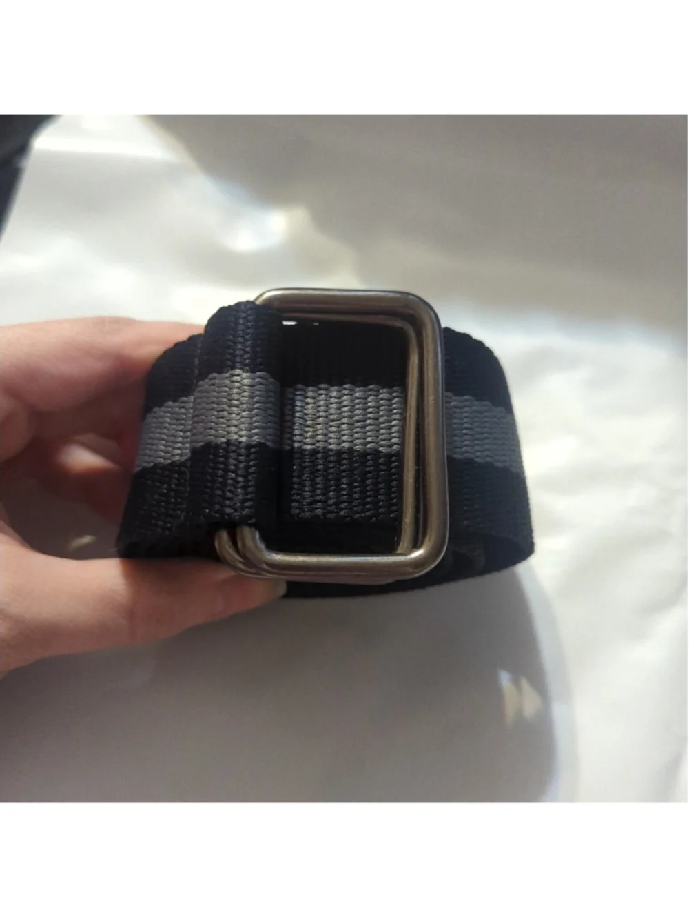 Black and Grey D-Ring Canvas Web Belt - 49